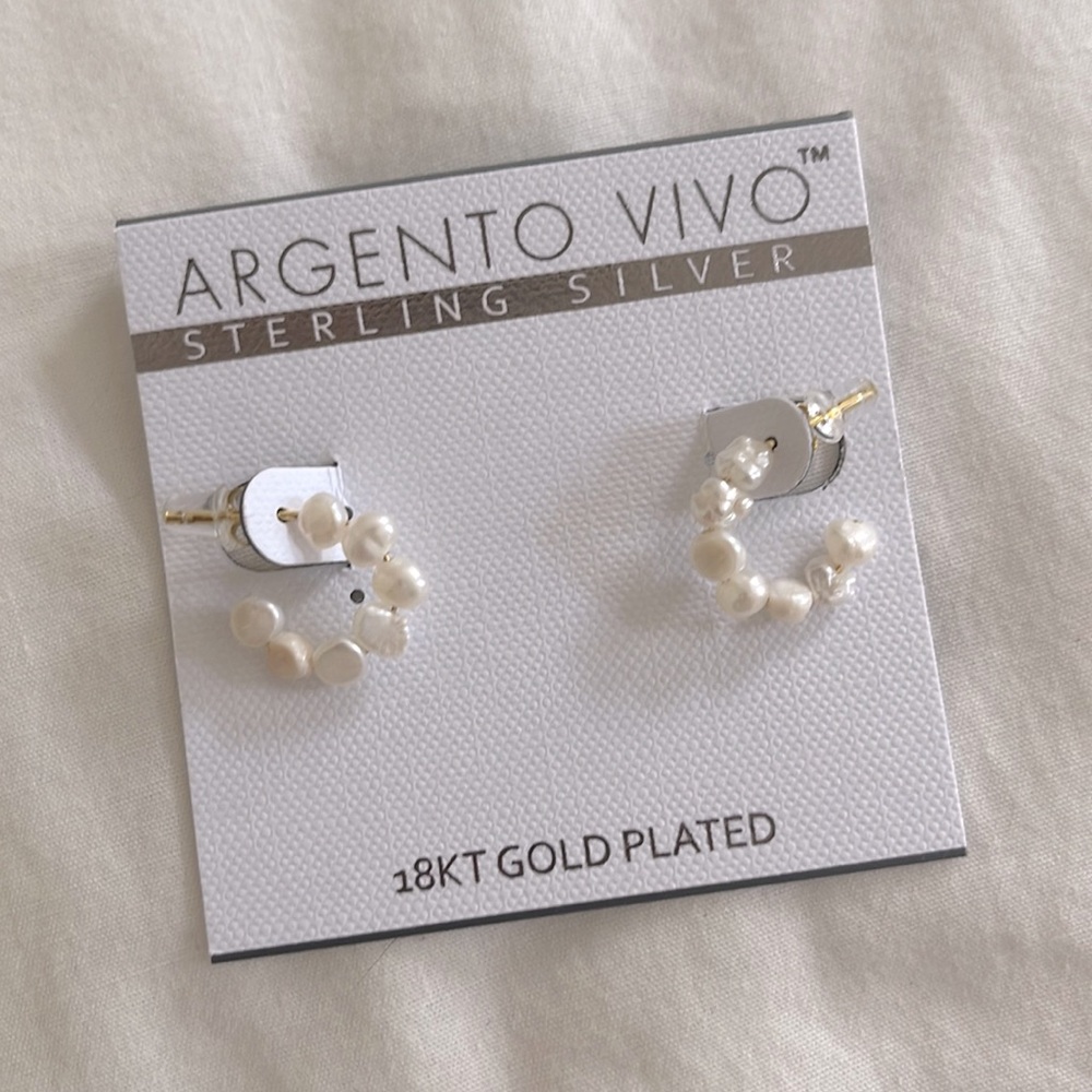 Imitation Pearl Hoop Earrings